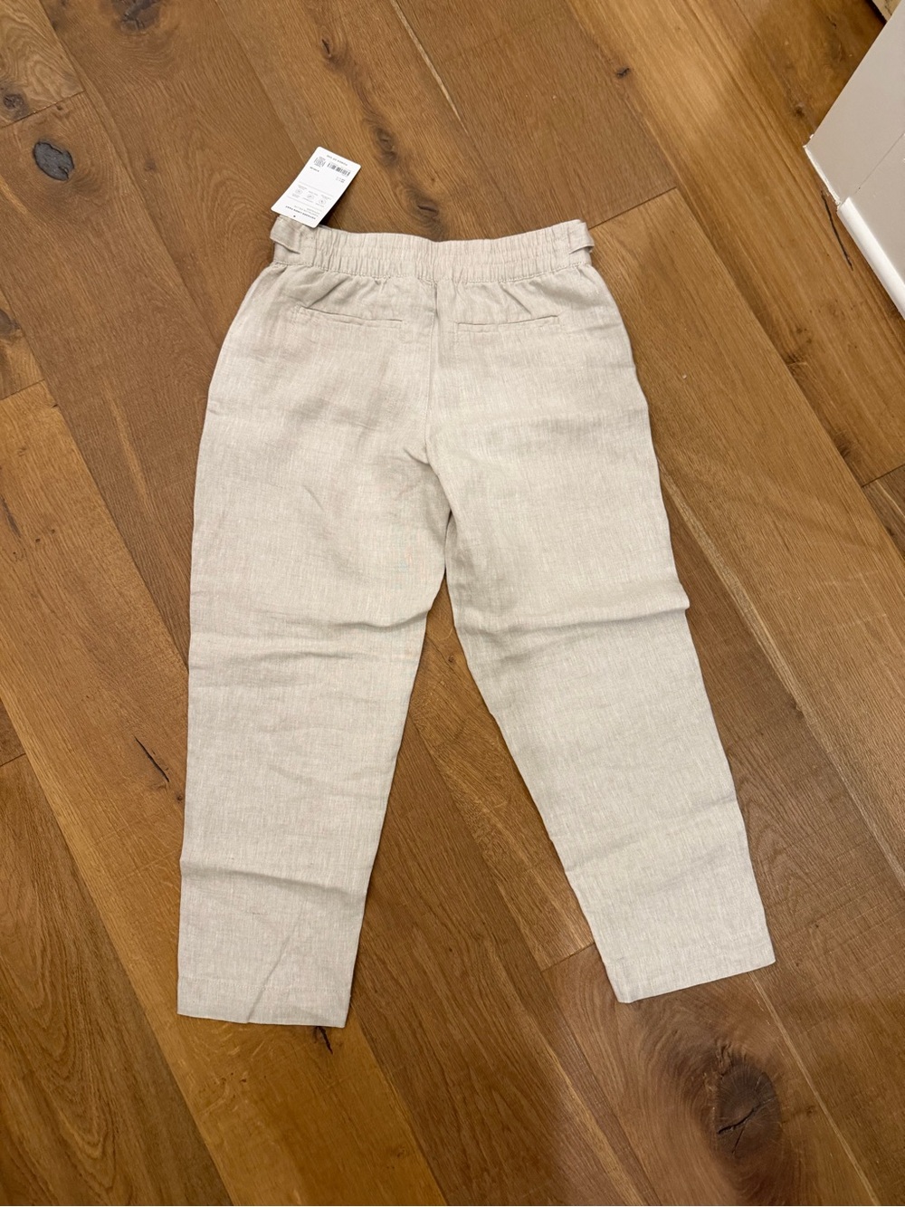 Athleta women’s VOYAGER linen crop Neutral Pants - Beige - 4P